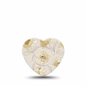 ExpressionMed Sketched Peonies Freestyle Libre, Libre 2 Plus, and Abbott Lingo Heart, Single Tape and Single Sticker Delicate peony outlines Decorative Adhesive Tape for CGM