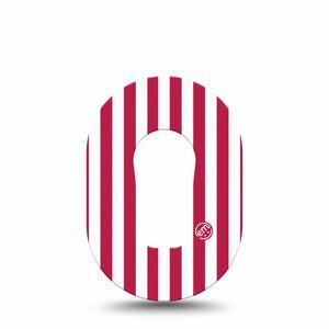 ExpressionMed Red Stripes Dexcom G6 Mini, Single Tape Fun summer stripes Adhesive Tape for CGM