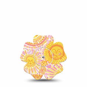 ExpressionMed Bright Sunshine Freestyle Libre, Libre 2 Plus, and Abbott Lingo Flower, Single Tape and Single Sticker bright sunshine design Adhesive Tape for CGM