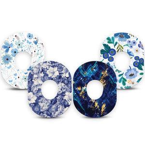 ExpressionMed Cerulean Dream Variety Pack Dexcom G7 Tape, Dexcom Stelo Glucose Biosensor System, 4-Pack Tape Variety Elegant Blue Spring Inspired, Overlay Tape CGM Design