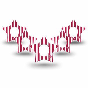 ExpressionMed Red Stripes Dexcom G7 and Dexcom Stelo Glucose Biosensor System Star, 5-Pack Classic red stripe Decorative Adhesive Tape for Continuous Glucose Monitor