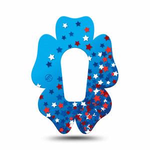 ExpressionMed Confetti Stars Dexcom G6 Flower Shape Tape Single Tape Sprinkle Of American Stars, Adhesive Patch Continuous Glucose Monitor Design