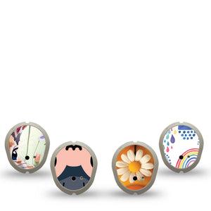 ExpressionMed Spring Friends Dexcom G7 and Dexcom Stelo Glucose Biosensor System Sticker, 4-Pack Sticker Lovable ducking bunny ladybug Sensor Cover for Continuous Glucose Monitor