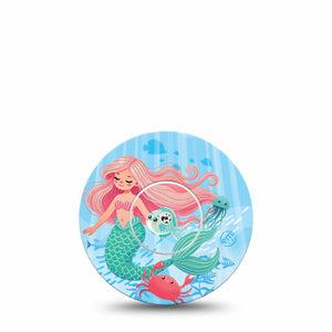 ExpressionMed Mermaid Freestyle Libre and Libre 2 Plus Tape, Abbott Lingo, Single Tape and Single Sticker Water Mythical Creatures, Fixing Ring Tape Continuous Glucose Monitor Design