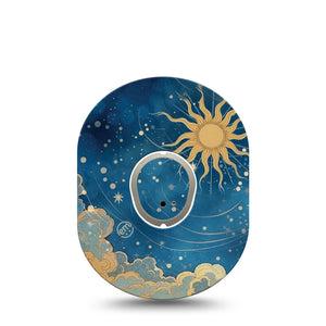 ExpressionMed Mystic Skies Dexcom G7 and Dexcom Stelo Glucose Biosensor System, Single Tape and Single Sticker Blue night sky Overlay Patch for CGM