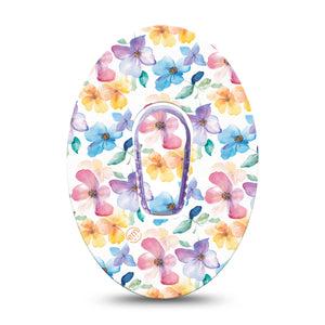 ExpressionMed Luminous Florals Dexcom G6 Sticker and Tape  Pastel Pink Blue Yellow Garden, Vinyl Sticker and Tape Design CGM Design