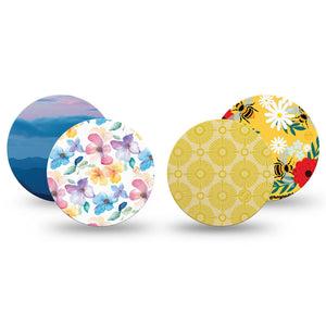 ExpressionMed Summer Brights Freestyle Libre 3 and Libre 3 Plus OverPatch, 4-Pack Tape Airy spring prints Plaster for CGM