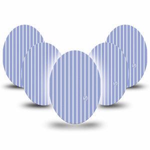 ExpressionMed Blue Stripes Medtronic Guardian Enlite Universal Oval, 5-Pack Cornflower blue striped Fixing Ring Tape for Continuous Glucose Monitor
