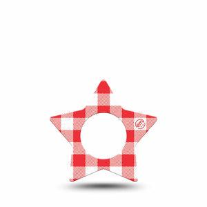ExpressionMed Red Gingham Freestyle Libre, Libre 2 Plus, and Abbott Lingo Star, Single Tape Classic picnic check Decorative Patch for CGM