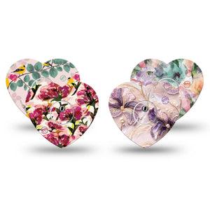 ExpressionMed Warm Florals Freestyle Libre 3 and Libre 3 Plus Heart, tape and sticker  Airy petals and pearls Patch for CGM