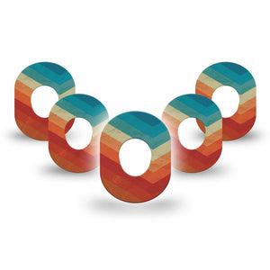 ExpressionMed Retro Winter Coat Dexcom G7 Mini Tape, Dexcom Stelo Glucose Biosensor System, 5-Pack Tape Rainbow Geometrics, Patch Continuous Glucose Monitor Design