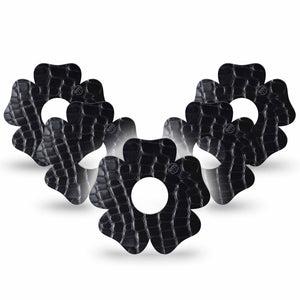 ExpressionMed Black Aligator Skin Freestyle Libre 3 and Libre 3 Plus Flower Shape Tape 5-Pack Tape Black Gator Print, Overlay Tape CGM Design