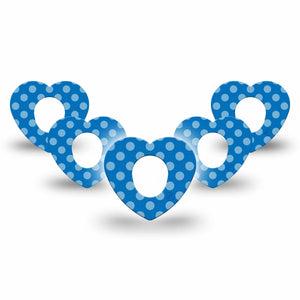 ExpressionMed Blue Polka Dots Dexcom G7 Heart Shape Tape, Dexcom Stelo Glucose Biosensor System, 5-Pack Tape NDAM Polka Dots, Overlay Patch CGM Design