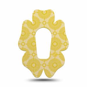 ExpressionMed Yellow Sundress Dexcom G6 Flower Shape Tape, Single Tape Golden Ornamental Sunbursts, Adhesive Patch Continuous Glucose Monitor Design