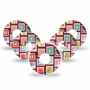 ExpressionMed Postage Stamp Freestyle Libre 3 and Libre 3 Plus, 5-Pack Postal stamps inspired Sensor Decoration for CGM