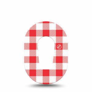 ExpressionMed Red Gingham Dexcom G6 Mini, Single Tape Fourth of July inspired Adhesive Tape for CGM