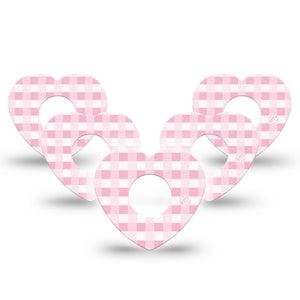 ExpressionMed Pink Gingham Infusion Set Heart Shape Tape 10-Pack Tape Pink Plaid, Adhesive Tape Continuous Glucose Monitor Design