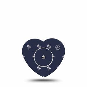 ExpressionMed Palm Trees Freestyle Libre 2 and Libre 2 Plus Heart Shape Tape, Abbott Lingo, Single Tape and Single Sticker Tropical Palms, Fixing Ring Tape CGM Design