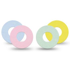 ExpressionMed Solids Variety Pack Freestyle Libre and Libre 2 Plus Tape, Abbott Lingo, 4-Pack Tape Variety, Soft Pastels, Fixing Ring Tape Continuous Glucose Monitor Design