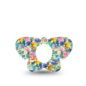 ExpressionMed Summer Fling Dexcom G7 Butterfly Shape Tape, Dexcom Stelo Glucose Biosensor System, Single Tape Brush Stroke Flowers, Adhesive Tape CGM Design