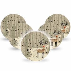 ExpressionMed Woodland Reindeer Dexcom G7 Overpatch, Dexcom Stelo Glucose Biosensor System, 5-Pack Tape Cute Reindeer, Overlay Tape CGM Design