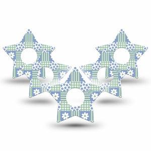 ExpressionMed Patchwork Flowers Freestyle Libre 3 and Libre 3 Plus Star, 5-Pack Floral plaid Decorative Patch for Continuous Glucose Monitor