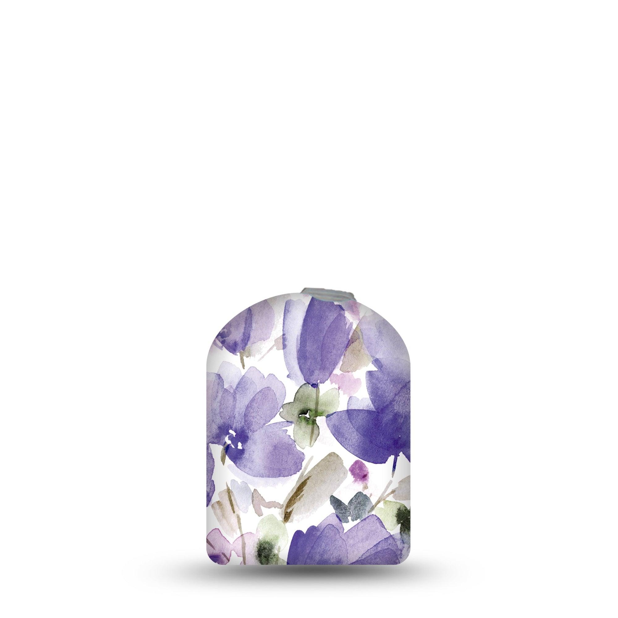 ExpressionMed Italian Blooms Omnipod Full Wrap Center Sticker Single Sticker Dreamy Watercolor Purple Flowers Vinyl Decoration Pump Design