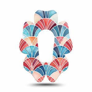 ExpressionMed Watercolor Fan Dexcom G6 Flower, Single Tape Stained glass fan pattern Overlay Tape for CGM