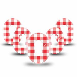 ExpressionMed Red Gingham Dexcom G6 Mini, 5-Pack Classic red gingham Waterproof Plaster for Continuous Glucose Monitor