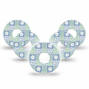 ExpressionMed Patchwork Flowers Freestyle Libre 3 and Libre 3 Plus, 5-Pack Cute spring quilt Sensor Decoration for CGM