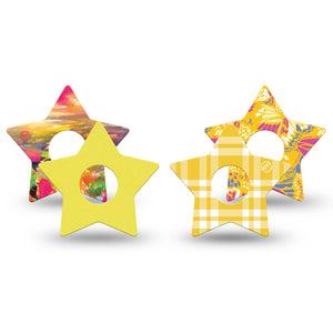 ExpressionMed Sunlit Yellow Freestyle Libre 3 and Libre 3 Plus Star, 4-Pack Tape yellow flower pattern Decorative Adhesive Tape for Continuous Glucose Monitor