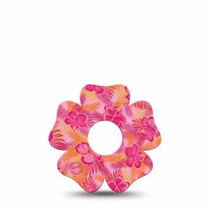 ExpressionMed Pink Hibiscus Freestyle Libre 3 and Libre 3 Plus Flower Shape Tape Single Tape Vibrant Hibiscus, Plaster CGM Design