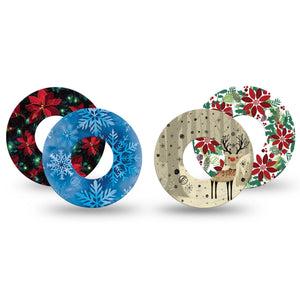 ExpressionMed Winter Woodland Cheer Variety Pack Freestyle Libre and Libre 2 Plus Tape, Abbott Lingo, 4-Pack Tape Variety Cozy Winter, Fixing Ring Tape Continuous Glucose Monitor Design