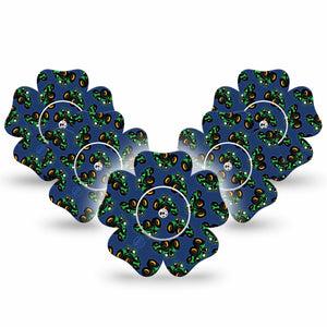 ExpressionMed Tractors Freestyle Libre 2 and Libre 2 Plus Flower Shape Tape, Abbott Lingo,  5-Pack Tape and 5-Pack Sticker Kids Tractor Print, Fixing Ring Tape CGM Design