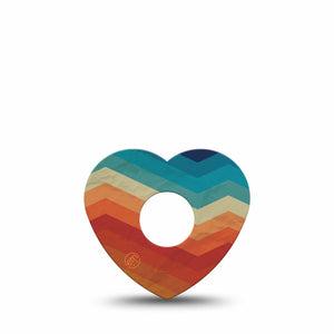 ExpressionMed Retro Winter Coat Freestyle Libre 3 and Libre 3 Plus Heart Shape Tape, Single Tape Rainbow Geometrics, Patch CGM Design