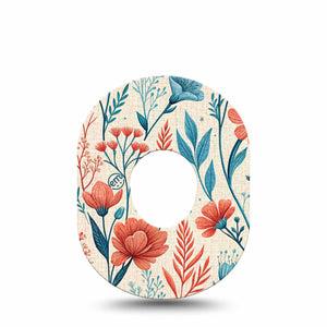 ExpressionMed Desert Wildflower Dexcom G7 and Dexcom Stelo Glucose Biosensor System, Single Tape Color-rich botanical print Fixing Ring Patch for CGM