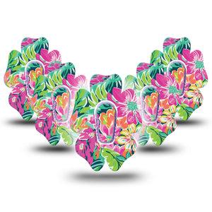 ExpressionMed Tropic Burst Dexcom G6 Flower Shape Tape 5-Pack Tape and 5-Pack Sticker Color Burst, Adhesive Patch Continuous Glucose Monitor Design