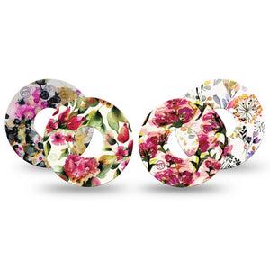 ExpressionMed Blush & Berries Variety Pack Freestyle Libre 3 and Libre 3 Plus Tape, 4-Pack Tape Variety, Delicate Painted Flowers, Adhesive Tape Continuous Glucose Monitor Design