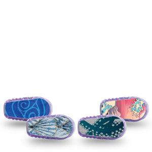 ExpressionMed Ocean Odyssey Variety Pack Dexcom G6 Sticker, 4-Pack Sticker Variety Blue Ocean Sea, Vinyl Decoration Continuous Glucose Monitor Design