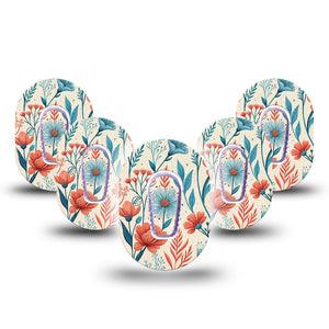 ExpressionMed Desert Wildflower Dexcom G6 Mini, 5-Pack Tape and 5-Pack Sticker Bold desert flower pattern Waterproof Sensor Cover for Continuous Glucose Monitor