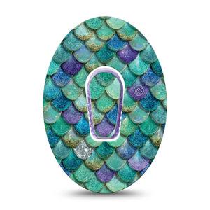 ExpressionMed Mermaid Scales Dexcom G6, Single Tape and Single Sticker aquatic texture design Sensor Cover for Continuous Glucose Monitor