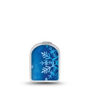 ExpressionMed Falling Snow Omnipod Surface Center Sticker, Single Sticker Only Blue Crystals, Vinyl Decoration Pump Design