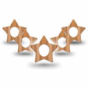 ExpressionMed Golden Oxford Dexcom G7 and Dexcom Stelo Glucose Biosensor System Star, 5-Pack Textile inspired Decorative Adhesive Tape for Continuous Glucose Monitor