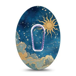 ExpressionMed Mystic Skies Dexcom G6, Single Tape and Single Sticker sun and clouds illustration Sensor Cover for Continuous Glucose Monitor