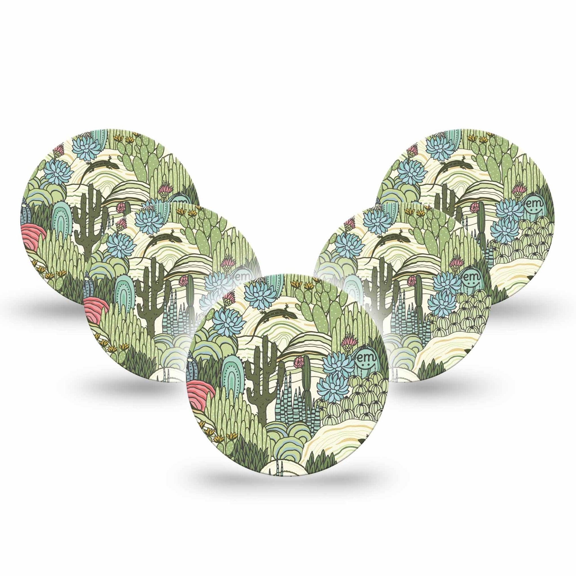 ExpressionMed Cactus Freestyle Libre 3 and Libre 3 Plus Overpatch 5-Pack Tape Prickly Pear Cactus Florals, Adhesive Patch CGM Design