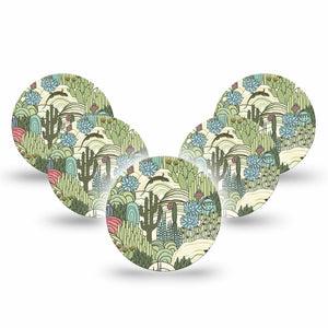 ExpressionMed Cactus Freestyle Libre 3 and Libre 3 Plus Overpatch 5-Pack Tape Prickly Pear Cactus Florals, Adhesive Patch CGM Design
