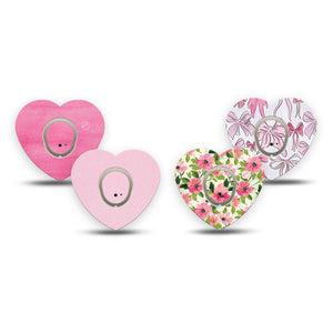 ExpressionMed Soft Pink Dexcom G7 and Dexcom Stelo Glucose Biosensor System Heart, tape and sticker  Soft pink patterns Vinyl Decoration for CGM