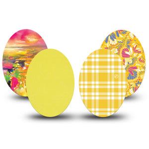 ExpressionMed Sunlit Yellow Medtronic Guardian Enlite Universal Oval, 4-Pack Tape bright yellow flowers Best Covers for CGM