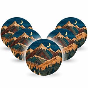 ExpressionMed Wood Mountains Dexcom G7 and Dexcom Stelo Glucose Biosensor System OverPatch, 5-Pack rustic landscape design Patch for Continuous Glucose Monitor