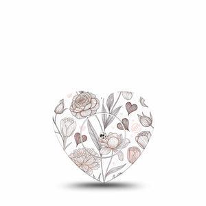 ExpressionMed Minimalist Botanical Freestyle Libre, Libre 2 Plus, and Abbott Lingo Heart, Single Tape and Single Sticker Subtle plant illustration Decorative Adhesive Tape for CGM